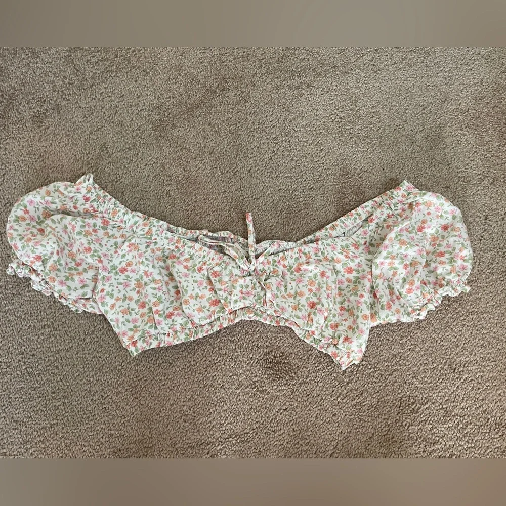 Aeropostale Womens Set Size Medium White Floral Crop Top and Shorts Two Piece - Picture 4 of 14